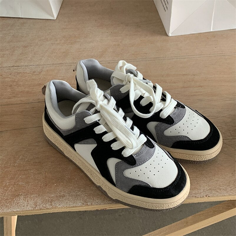 Flats Sneakers Women Shoes Natural Genuine Leather Flat Platform