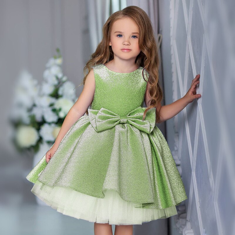 Fancy Girls Golden Sequin Tutu Dress Kids Snowflake Dresses Princess Costume