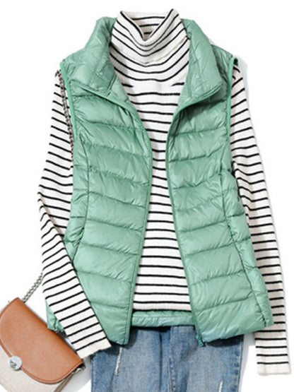 Ultra Light Down Vest Women Short Vest Windproof Lightweight Warm Waistcoat