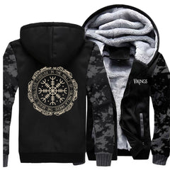 Winter Thick Mens Hoodies Viking Printing Male Jacket Hip Hop Brand