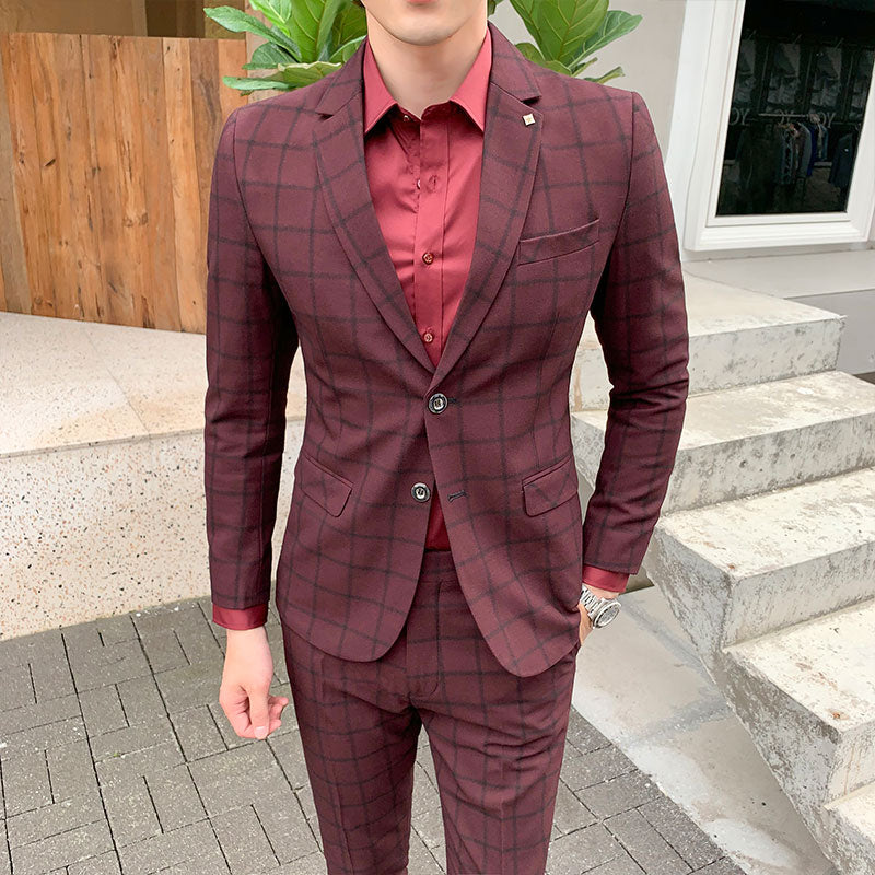 Tuxedo for Mens: Men Dress Blazers Pants Vest 3 Piece Set Male Wedding Autumn