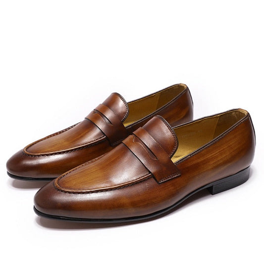 Men Penny Loafers Leather Shoes Genuine Leather Elegant Wedding