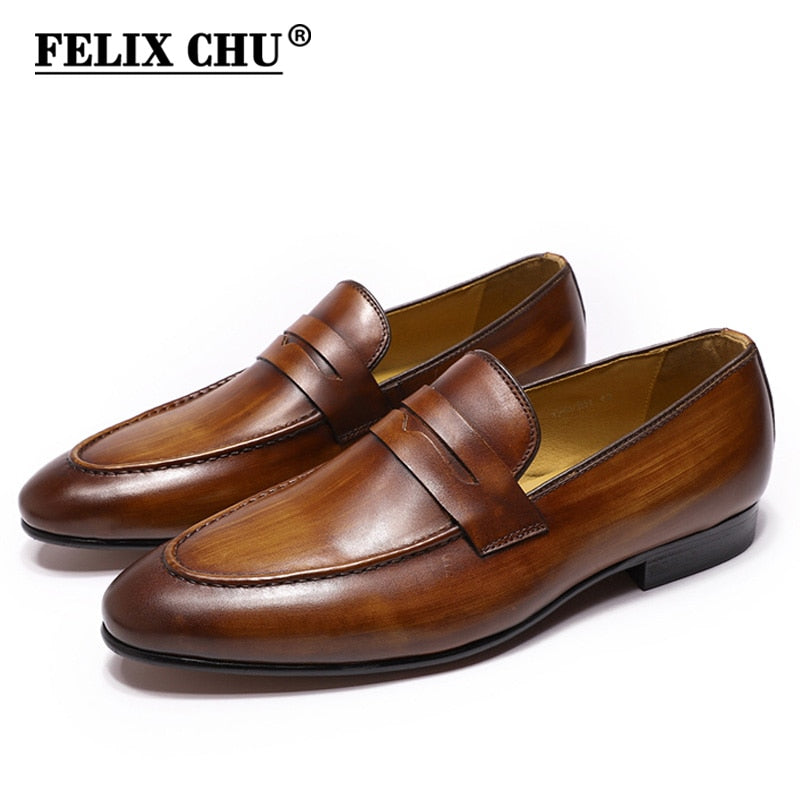 Men Penny Loafers Leather Shoes Genuine Leather Elegant Wedding