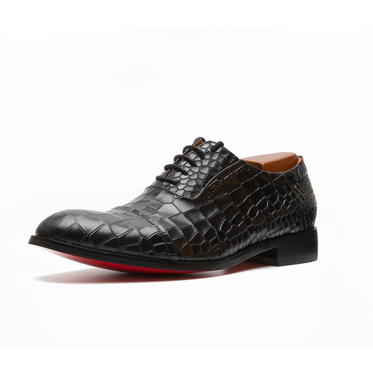 Shoes for Men Black Handmade Leather Oxfords Shoes Men Red
