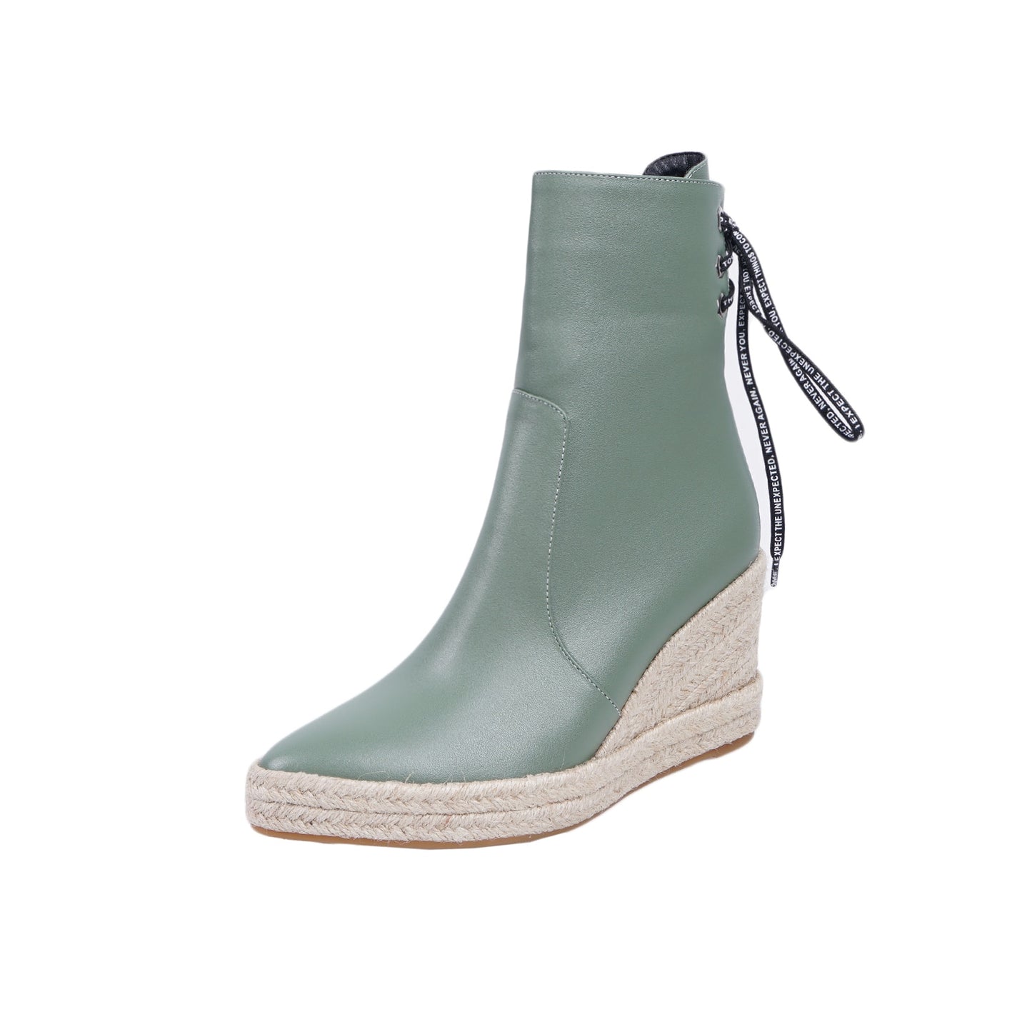 Women Wedge Ankle Boots Casual Lace Up Low Heels Female Platform Shoes