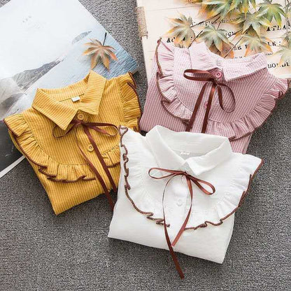 Cotton Blouse for Big Girls Striped Clothes Children Long Sleeve School Girl Shirt