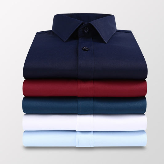 Plus Size 5XL 6XL 7XL Men Solid Color Business Shirt Fashion Casual Slim