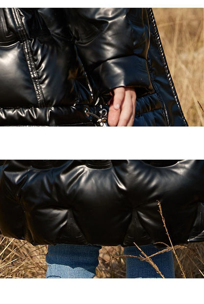 Winter Snowsuit Girls Clothes Down Jacket Waterproof Shiny Big Fur Hooded