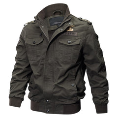 Plus Size Military Bomber Jacket Men Spring Autumn Casual Multi-pocket