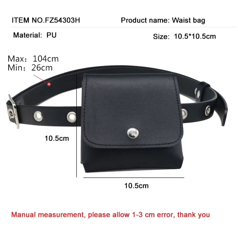 Women Fashion Waist Pack PU Fanny Pack Simple Women Gift Belt Bag