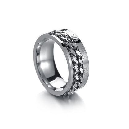 Cool Stainless Steel Rotatable Men Couple Ring High Quality Spinner Chain Rotable