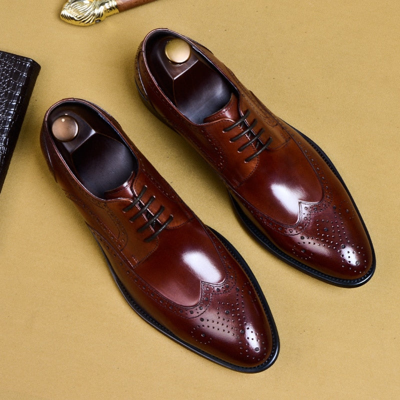 Men Dress Handmade Shoes Genuine Leather Male Oxford