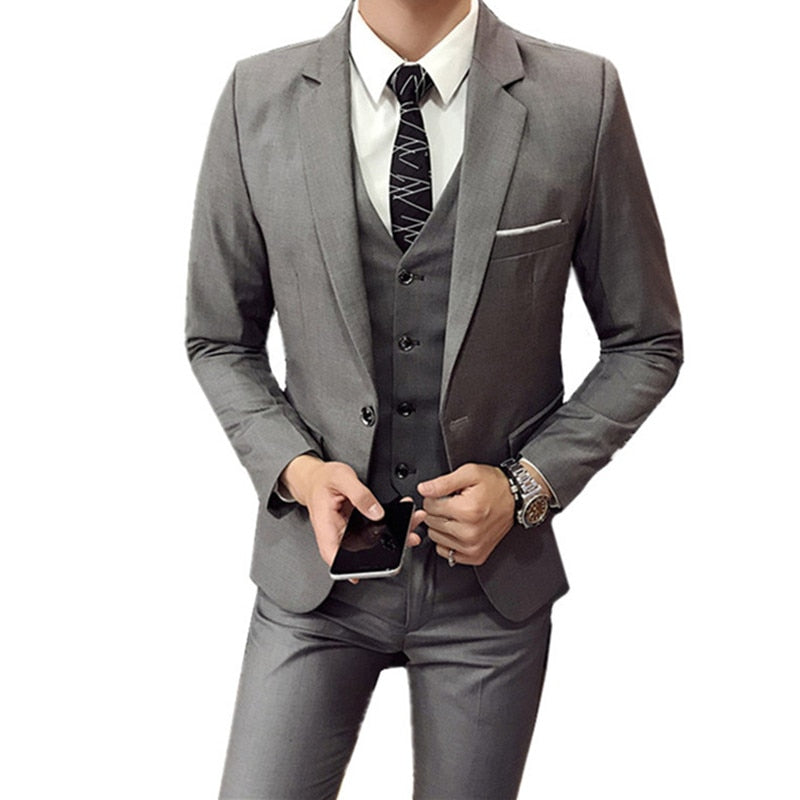 Tuxedo for Mens: Blazers Pants Vest 3 Pieces Sets Fashion Men Casual Boutique Business