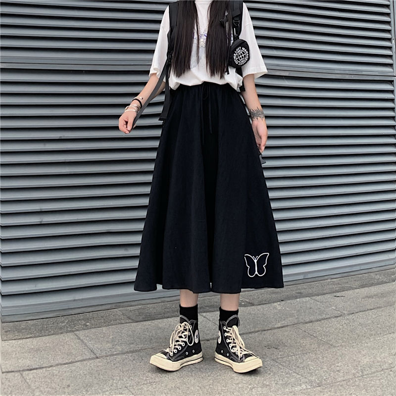 Spring/Autumn Women Skirts High Waist Student Korean Style Dark Vintage Ruffle