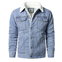 Men Light Blue Denim Jackets Slim Casual Denim Coats Male High Quality