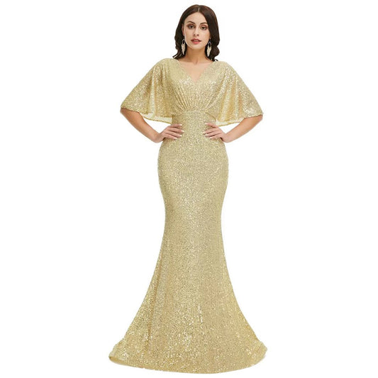 Evening wear Dresses: Evening Night Dresses for Women V Neck Mermaid