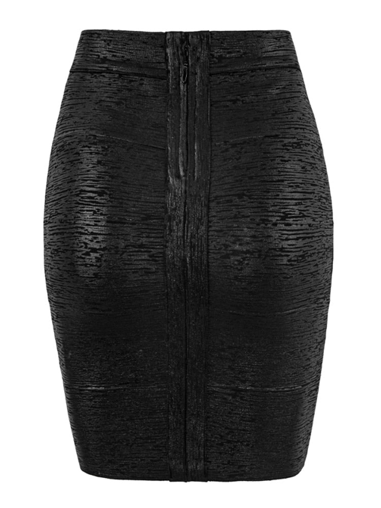 Women Summer Skirt Black Silver Gold Bandage Skirt High Street