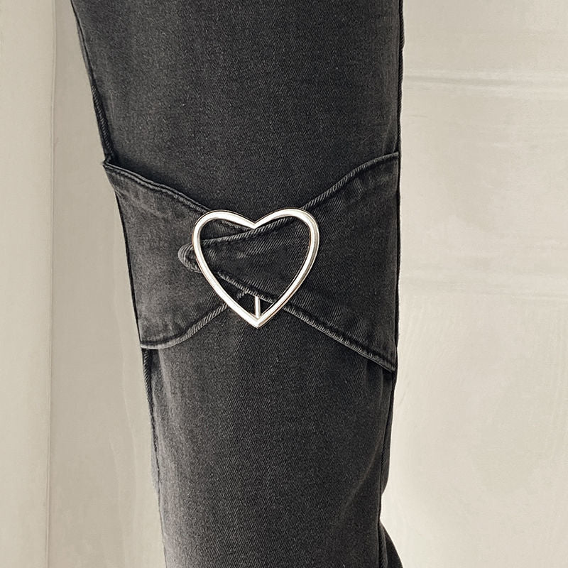 Jeans for Women Vintage Black Denim Flare Pants Street Wear High Waist Slim