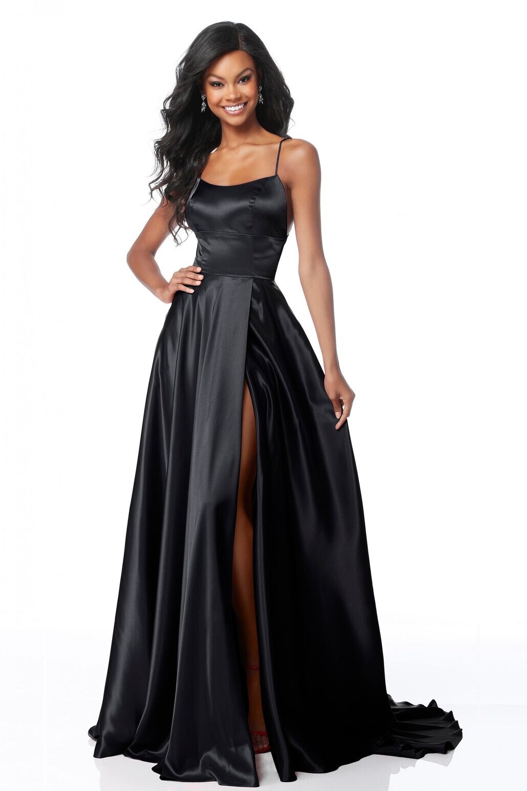 Homecoming Dresses: Prom Dress Satin A-line Gown with Strappy Lace Up Back