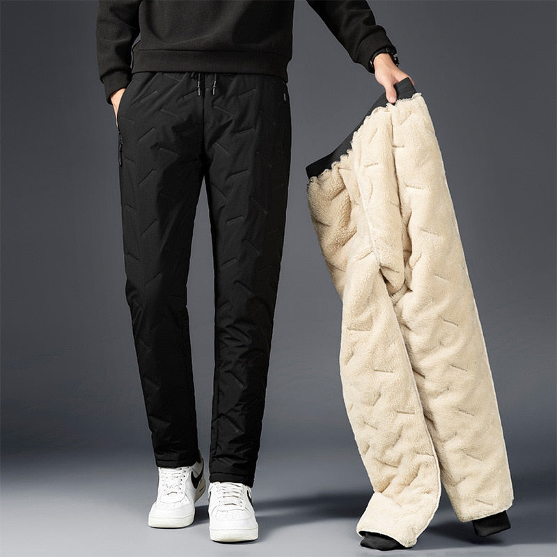 Men Winter Fleece Thick Lambswool Warm Sweatpants Casual