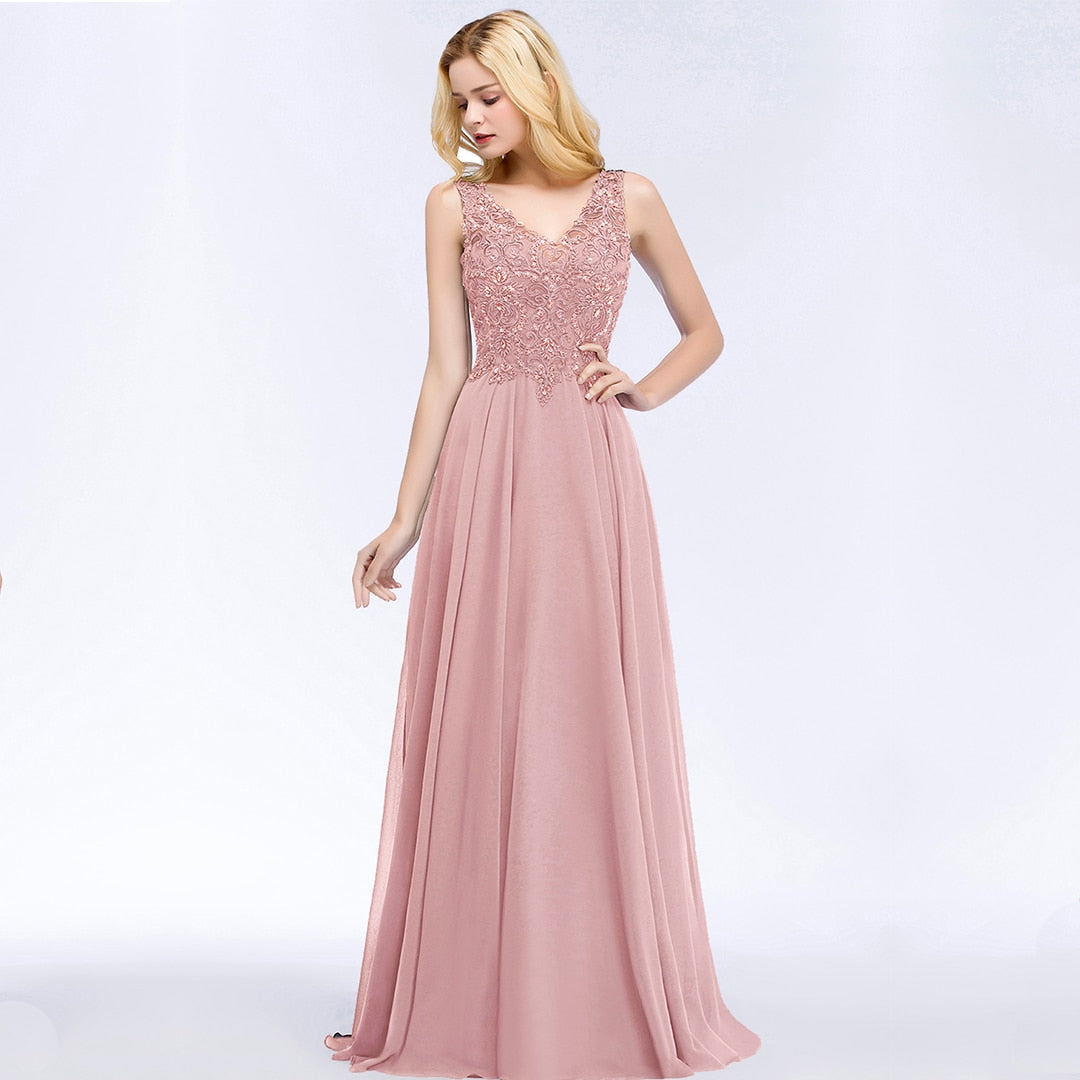 Homecoming Dresses: Prom Dress V Neckline Lace Appliques Crystal Stones Beads