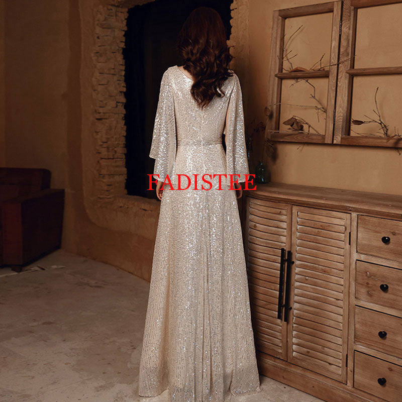 Homecoming Dresses: Prom Dress V-Neck Floor Length Dress Ladies Party Night