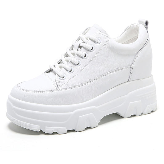 Fujin 8cm Leather Microfiber Women Casual Shoes Platform