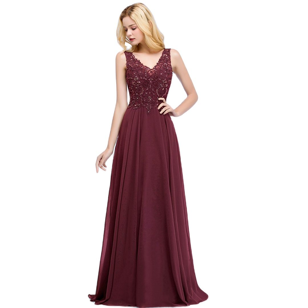 Homecoming Dresses: Prom Dress V Neckline Lace Appliques Crystal Stones Beads