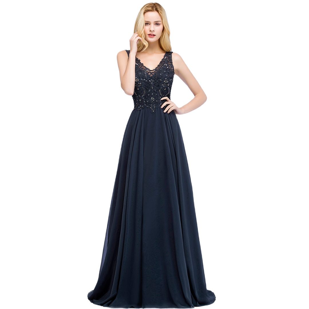 Homecoming Dresses: Prom Dress V Neckline Lace Appliques Crystal Stones Beads