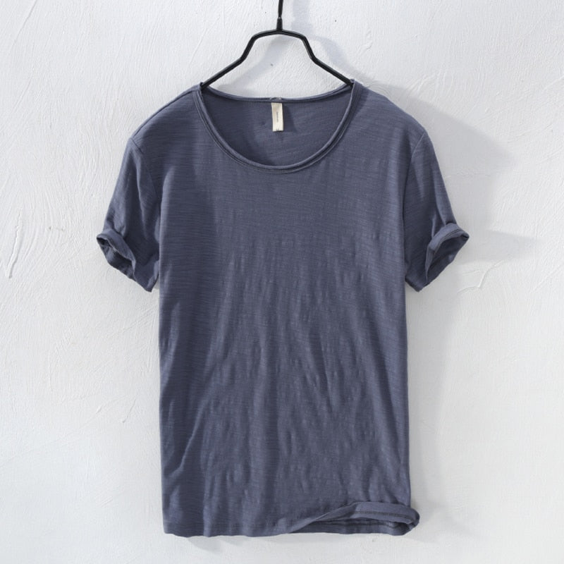 Summer Pure Cotton T-shirt For Men O-Neck Solid Color Casual Thin T Shirt