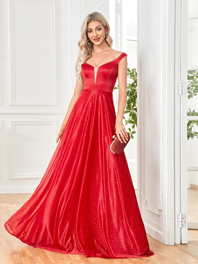 Evening wear Dresses: V-neck Evening Dress Vestido De Festa Evening Gowns Women