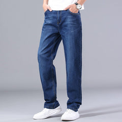 cotton stretch men straight loose loose summer thin jeans