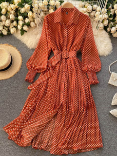 Spring And Summer French Vintage Maxi Dress Sundress Ladies Long Sleeve
