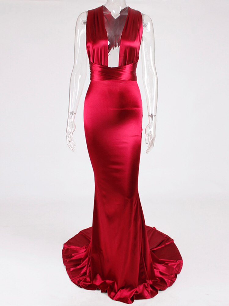 Evening wear Dresses: Wedding Party Straps Evening Maxi Mermaid Gown Prom Court