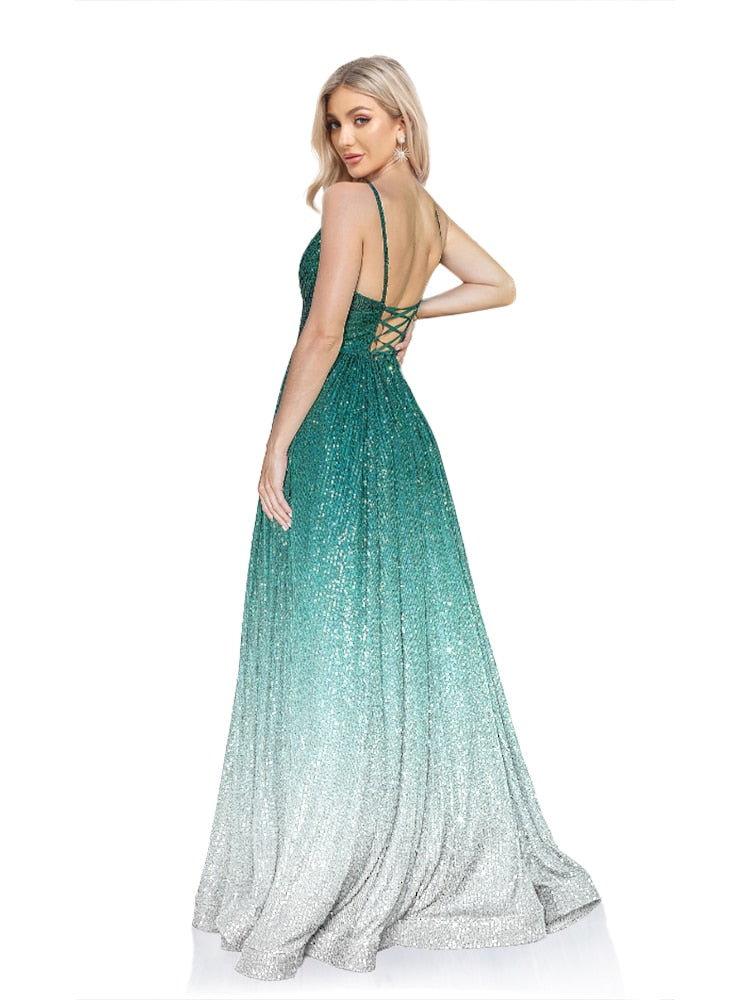 Evening wear Dresses: Elegant Green Red Evening Dress Formal Cocktail Gowns