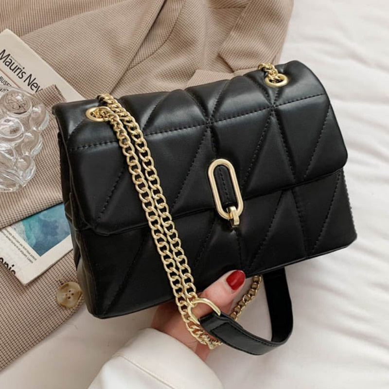 Green Fashion Shoulder Bag Women Leather Pu Quilted Bag Female Luxury Handbags