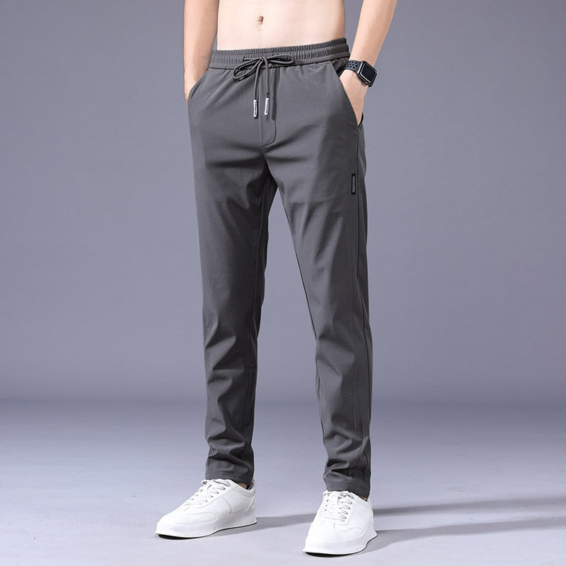 Men Trousers Spring Summer Thin Green Solid Color