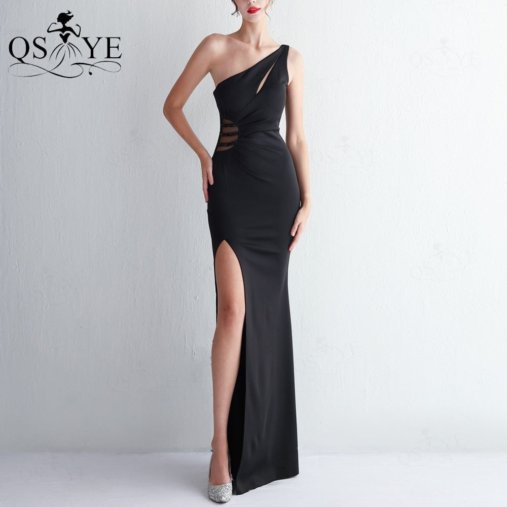 Homecoming Dresses: One Shoulder Wedgwood Prom Dresses Beaded Waist Split