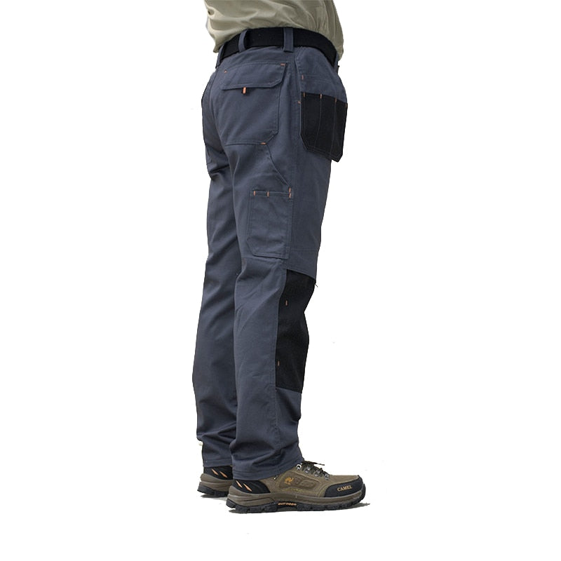 Men Multi-Pocket Cargo Pants Outdoor Safari Style Straight Working