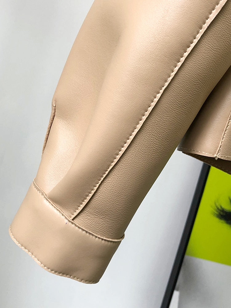Fashion Faux Soft Leather Jacket Women Loose PU Leather Short Coat One