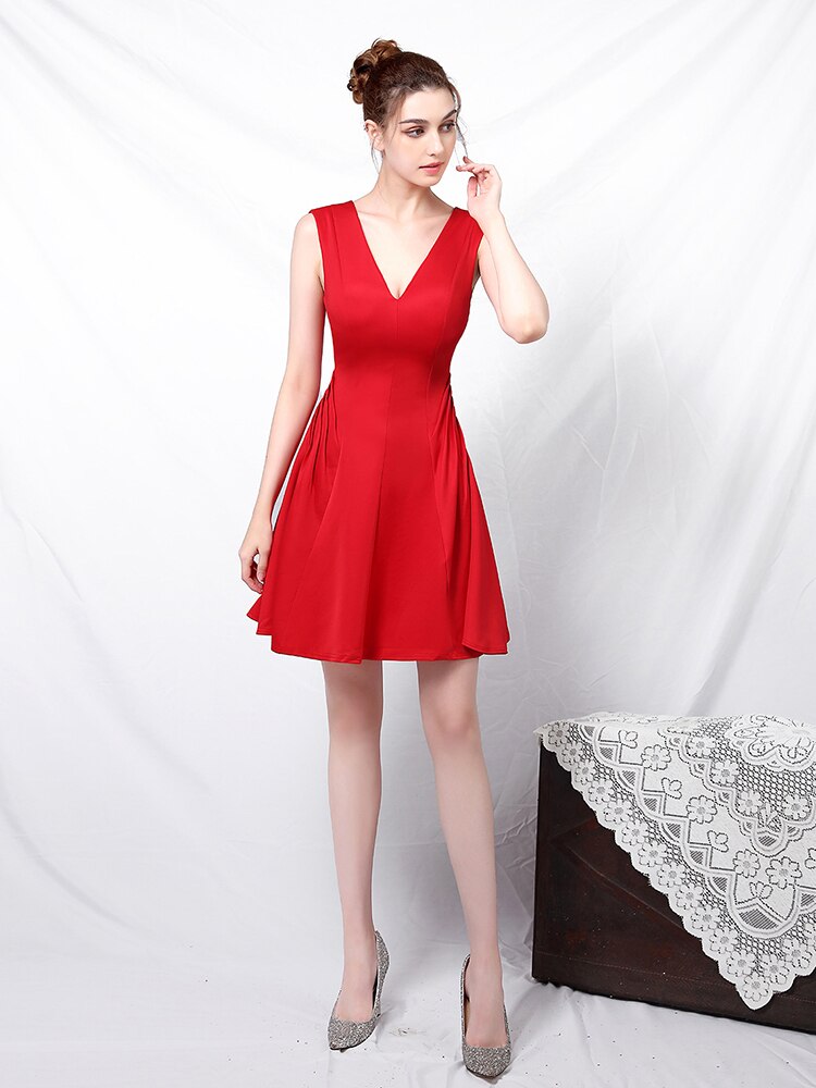 Homecoming Dresses: Double V-Neck Nightclub Femininity Elegant Celebrity Short
