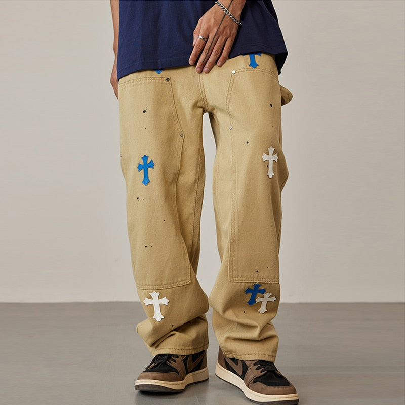 Y2k Womens Boyfriend Baggy Jeans Men White Denim Trouser