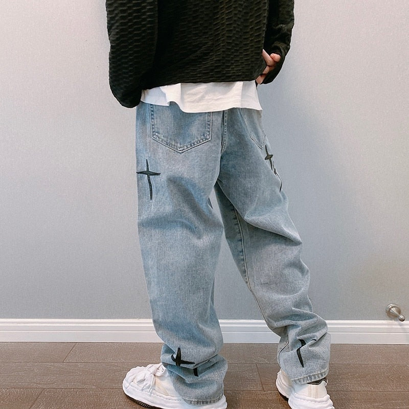 Wide Leg Cargo Pants Streetwear Baggy men Jeans Spring Autumn Men