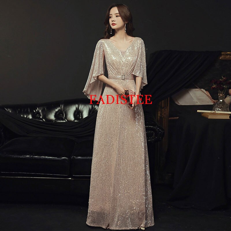Homecoming Dresses: Prom Dress V-Neck Floor Length Dress Ladies Party Night
