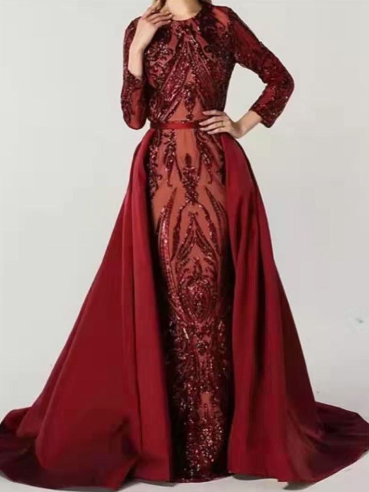 Evening wear Dresses: Long Sleeves Muslim Evening Dress
