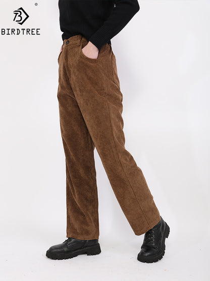 Women Casual Loose Corduroy Wide Leg Pants Fashion Full Length Trousers