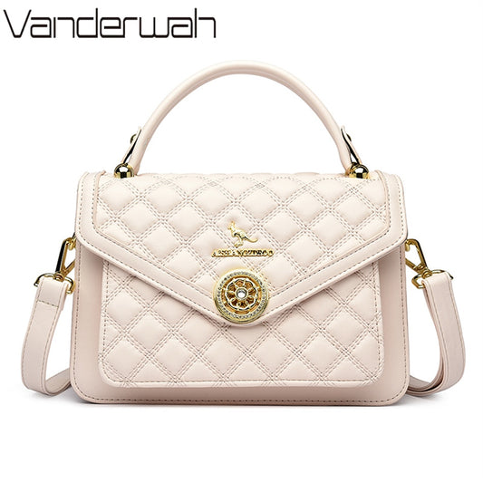 Luxury Women 3 Layers Handbags High Quality Designer Soft Leather Crossbody