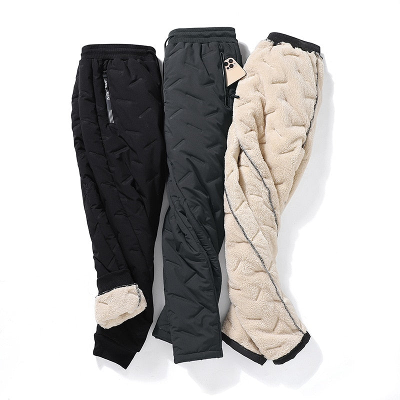 Men Winter Fleece Thick Lambswool Warm Sweatpants Casual