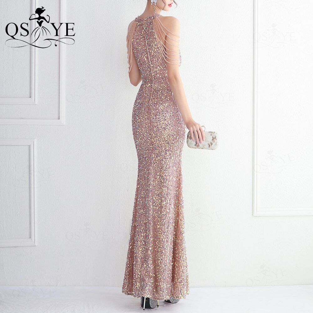 Homecoming Dresses: Prom Dresses Beaded Shoulder Straps Sequin Evening Gown