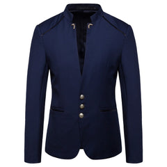 Chinese Style Mandarin Stand Collar Business Casual Wedding Slim Fit Blazer